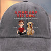 Custom Vintage Washed Denim Baseball Cap - Personalized Christmas Birthday Gifts For Dog Lovers, Dog Dad And Mom - My Ride Or Woof
