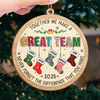 Custom Wood Ornament - Personalized Christmas Birthday Gifts For Coworker, Work Bestie - Thankful For This Teamwork