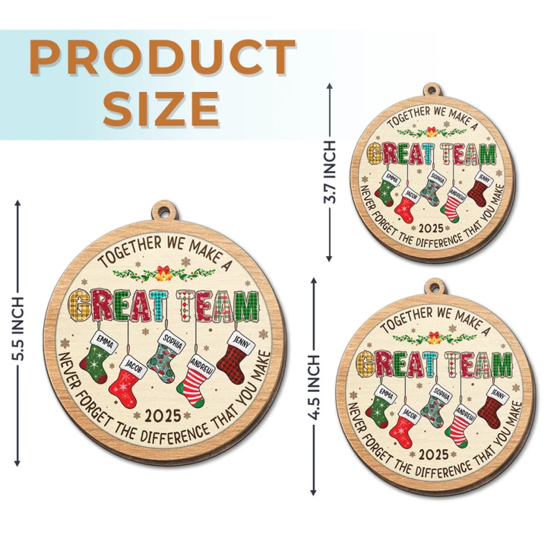 Custom Wood Ornament - Personalized Christmas Birthday Gifts For Coworker, Work Bestie - Thankful For This Teamwork