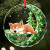 Custom Circle Glass Ornament - Personalized Christmas Birthday Gifts For Dog Cat Lovers, Dog Dad And Mom, Cat Owners - Loved More With My Pet