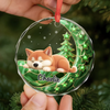 Custom Circle Glass Ornament - Personalized Christmas Birthday Gifts For Dog Cat Lovers, Dog Dad And Mom, Cat Owners - Loved More With My Pet