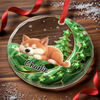 Custom Circle Glass Ornament - Personalized Christmas Birthday Gifts For Dog Cat Lovers, Dog Dad And Mom, Cat Owners - Loved More With My Pet