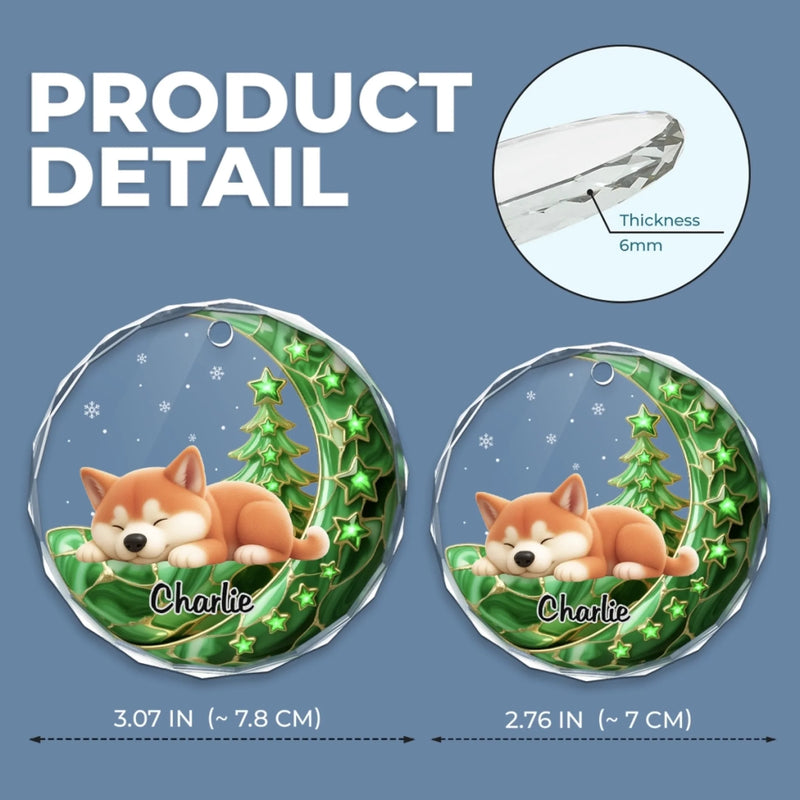 Custom Circle Glass Ornament - Personalized Christmas Birthday Gifts For Dog Cat Lovers, Dog Dad And Mom, Cat Owners - Loved More With My Pet