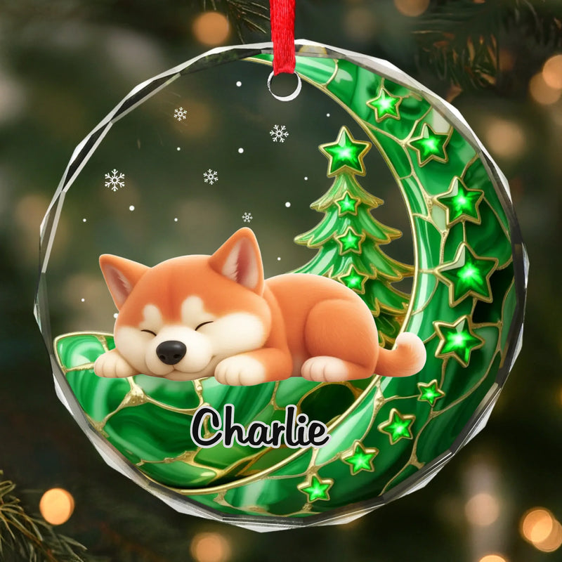 Custom Circle Glass Ornament - Personalized Christmas Birthday Gifts For Dog Cat Lovers, Dog Dad And Mom, Cat Owners - Loved More With My Pet