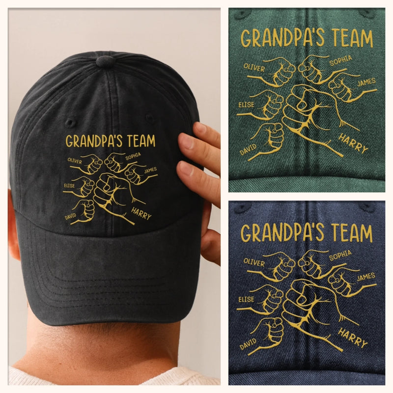 Custom Vintage Washed Denim Baseball Cap - Personalized Birthday Gifts For Dad, Grandpa - You Shape Our Little World