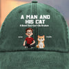Custom Vintage Washed Denim Baseball Cap - Personalized Birthday Gifts For Cat Lovers, Cat Mom And Dad - My Daily Happiness Source