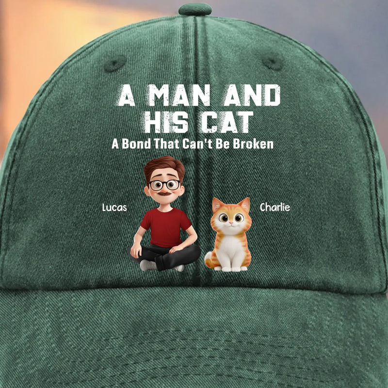 Custom Vintage Washed Denim Baseball Cap - Personalized Birthday Gifts For Cat Lovers, Cat Mom And Dad - My Daily Happiness Source