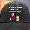 Custom Vintage Washed Denim Baseball Cap - Personalized Birthday Gifts For Cat Lovers, Cat Mom And Dad - My Daily Happiness Source