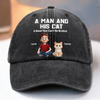 Custom Vintage Washed Denim Baseball Cap - Personalized Birthday Gifts For Cat Lovers, Cat Mom And Dad - My Daily Happiness Source