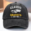 Custom Vintage Washed Denim Baseball Cap - Personalized Birthday Gifts For Dad, Grandpa - Growing Braver With You Here