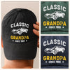 Custom Vintage Washed Denim Baseball Cap - Personalized Birthday Gifts For Dad, Grandpa - Growing Braver With You Here