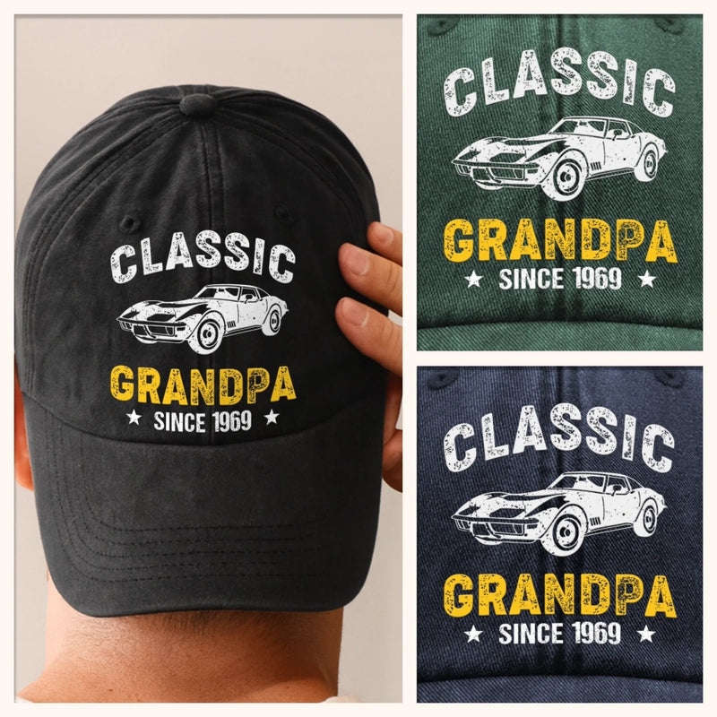 Custom Vintage Washed Denim Baseball Cap - Personalized Birthday Gifts For Dad, Grandpa - Growing Braver With You Here