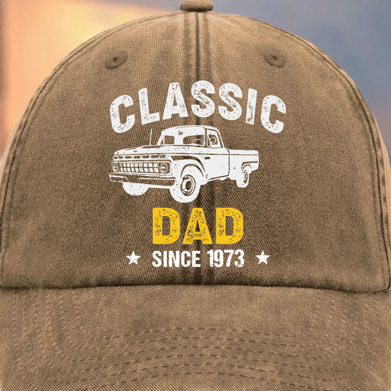 Custom Vintage Washed Denim Baseball Cap - Personalized Birthday Gifts For Dad, Grandpa - Growing Braver With You Here