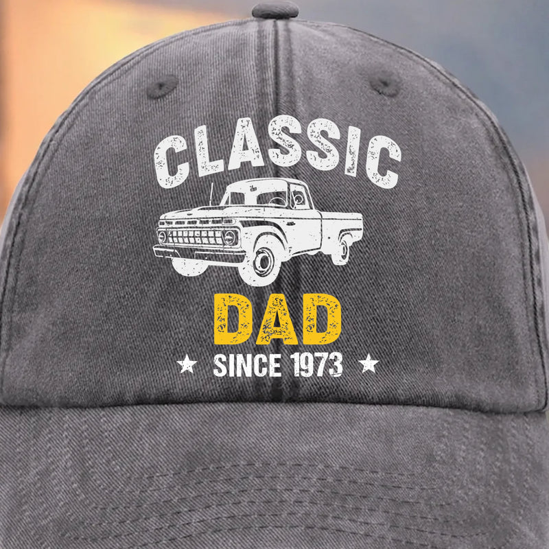 Custom Vintage Washed Denim Baseball Cap - Personalized Birthday Gifts For Dad, Grandpa - Growing Braver With You Here