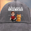 Custom Vintage Washed Denim Baseball Cap - Personalized Birthday Gifts For Cat Lovers, Cat Mom And Dad - Cool Guys Love Kitties