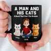 Custom Black Mug - Personalized Birthday Gifts For Cat Lovers, Cat Mom And Dad - Happiness Has Whiskers