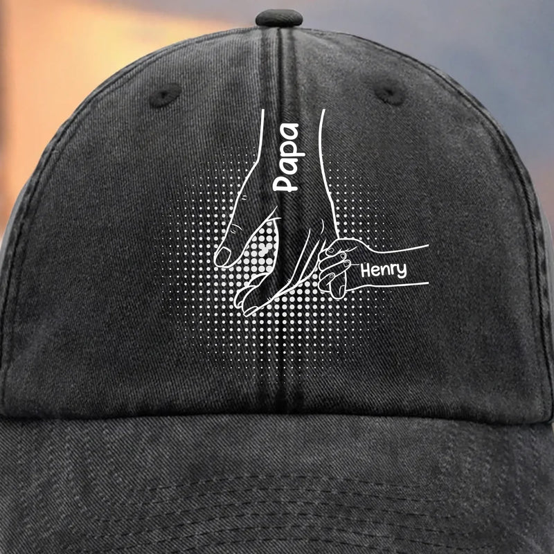 Custom Vintage Washed Denim Baseball Cap - Personalized Birthday Gifts For Dad, Grandpa - We Grow Safely Beside You