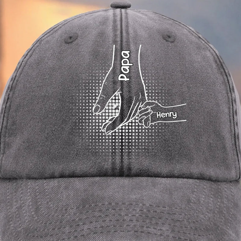 Custom Vintage Washed Denim Baseball Cap - Personalized Birthday Gifts For Dad, Grandpa - We Grow Safely Beside You