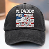 Custom Vintage Washed Denim Baseball Cap - Personalized Birthday Gifts For Dad, Grandpa - Small Hands Trust Your Strength