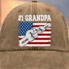 Custom Vintage Washed Denim Baseball Cap - Personalized Birthday Gifts For Dad, Grandpa - Small Hands Trust Your Strength
