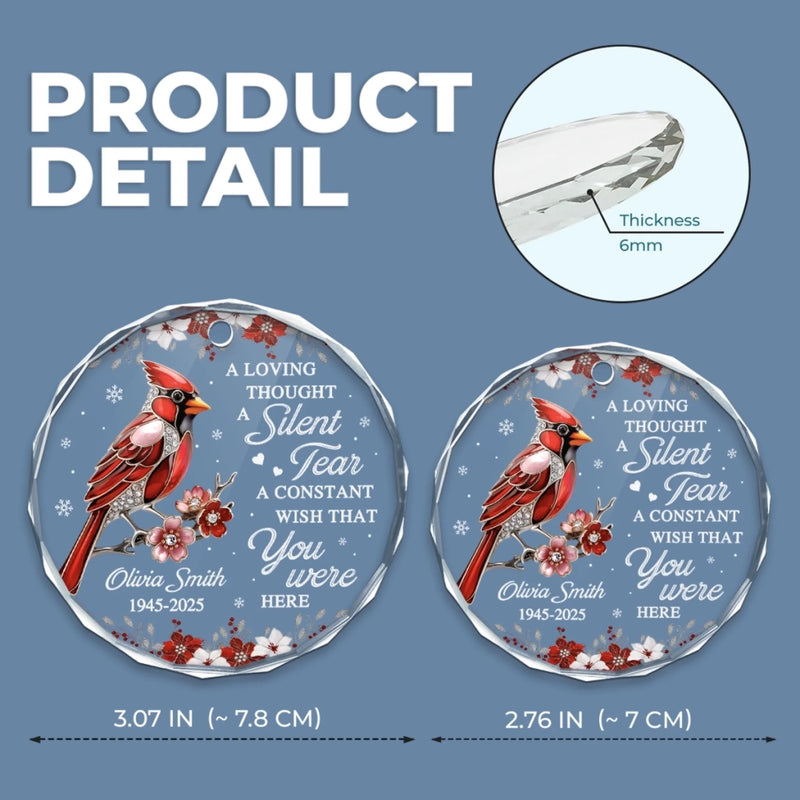 Custom Circle Glass Ornament - Personalized Christmas Memorial Sympathy Gifts For Loss Of Mom, Dad - A Visit From Heaven