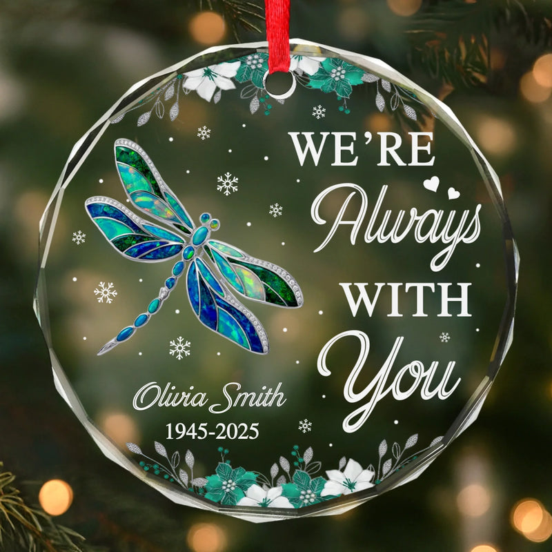 Custom Circle Glass Ornament - Personalized Christmas Memorial Sympathy Gifts For Loss Of Mom, Dad - A Visit From Heaven