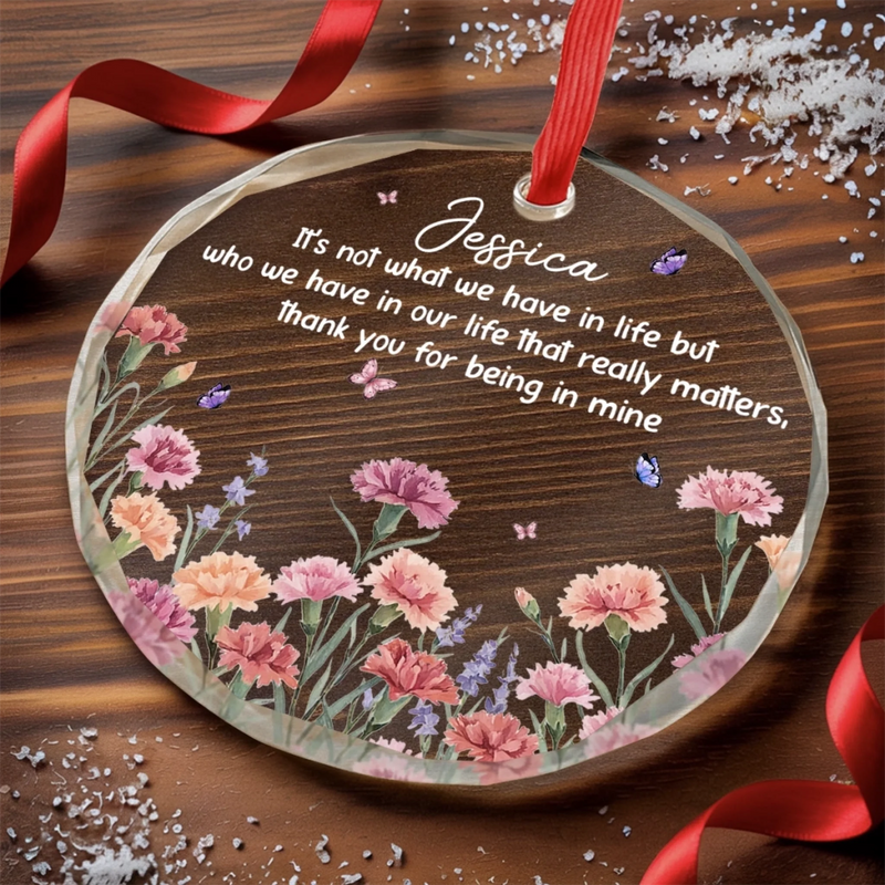 Custom Circle Glass Ornament - Personalized Best Friend Christmas Birthday Gifts For Women, Besties, Sisters, BFF - Bestie Season Is Every Season