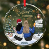 Custom Circle Glass Ornament - Personalized Best Friend Christmas Birthday Gifts For Women, Besties, Sisters, BFF - Laughing Through Every Little Chaos