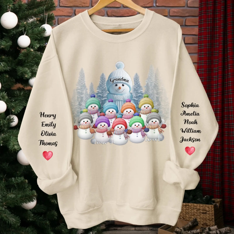 Christmas With Grandma Is Filled With Warmth - Family Personalized Custom Unisex Sweatshirt With Design On Sleeve - Christmas Gift For Mom, Grandma