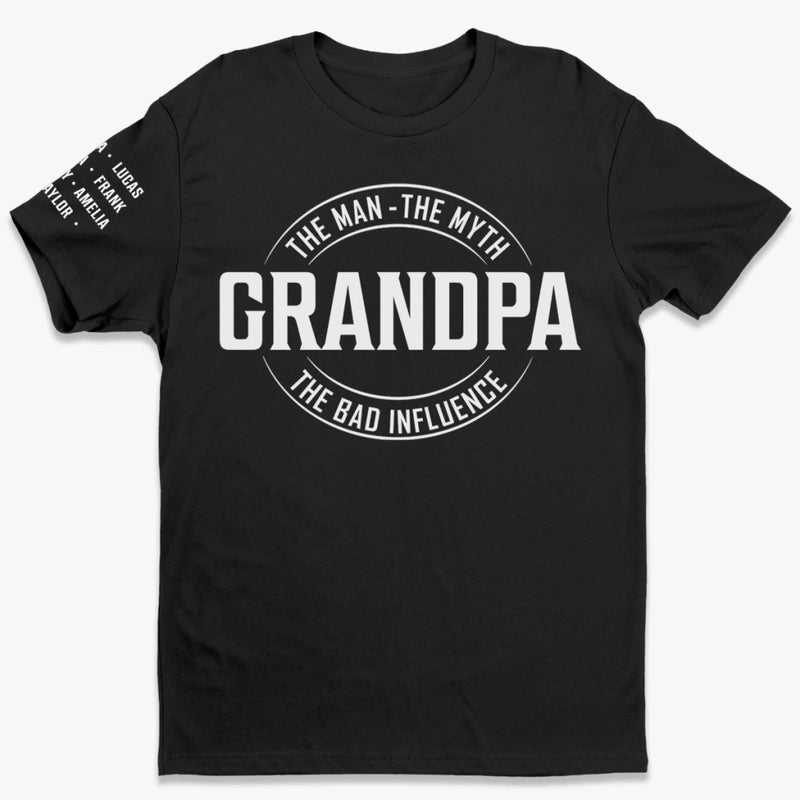 Custom Unisex T-Shirt With Design On Sleeve - Personalized Birthday Gifts For Dad, Grandpa - Legendary Mischief Instructor