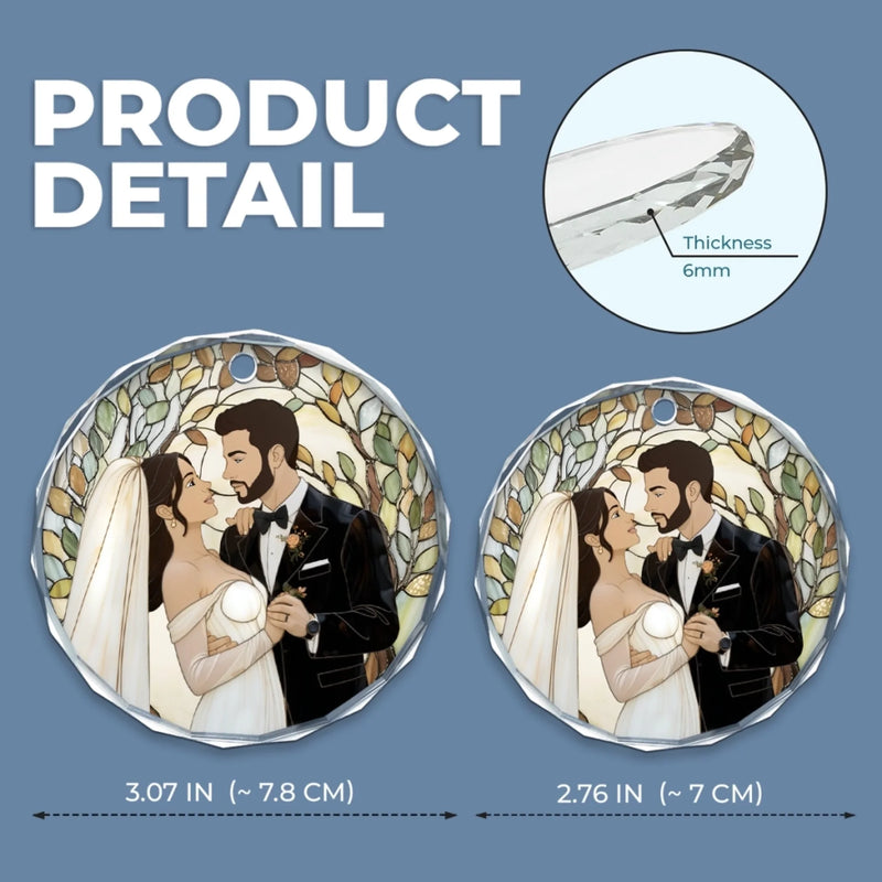 Custom Photo Circle Glass Ornament - Personalized Anniversary Wedding Gifts For Husband And Wife, Him And Her - Two Souls Choosing Us Daily