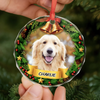 Custom Photo Circle Glass Ornament - Personalized Pet Christmas Memorial Sympathy Gifts For Dogs, Cats - Forever Pawprints On My Heart