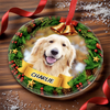 Custom Photo Circle Glass Ornament - Personalized Pet Christmas Memorial Sympathy Gifts For Dogs, Cats - Forever Pawprints On My Heart