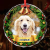 Custom Photo Circle Glass Ornament - Personalized Pet Christmas Memorial Sympathy Gifts For Dogs, Cats - Forever Pawprints On My Heart