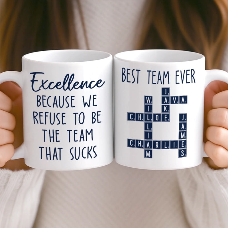 Custom Scrabble Mug - Personalized Birthday Gifts For Coworker, Work Bestie - Building Great Days Together Here