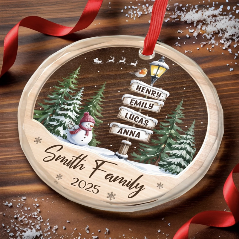 Custom Circle Glass Ornament - Personalized Christmas Birthday Gifts For Mom, Dad, Brother, Sister, Kids - Home In Our Hearts