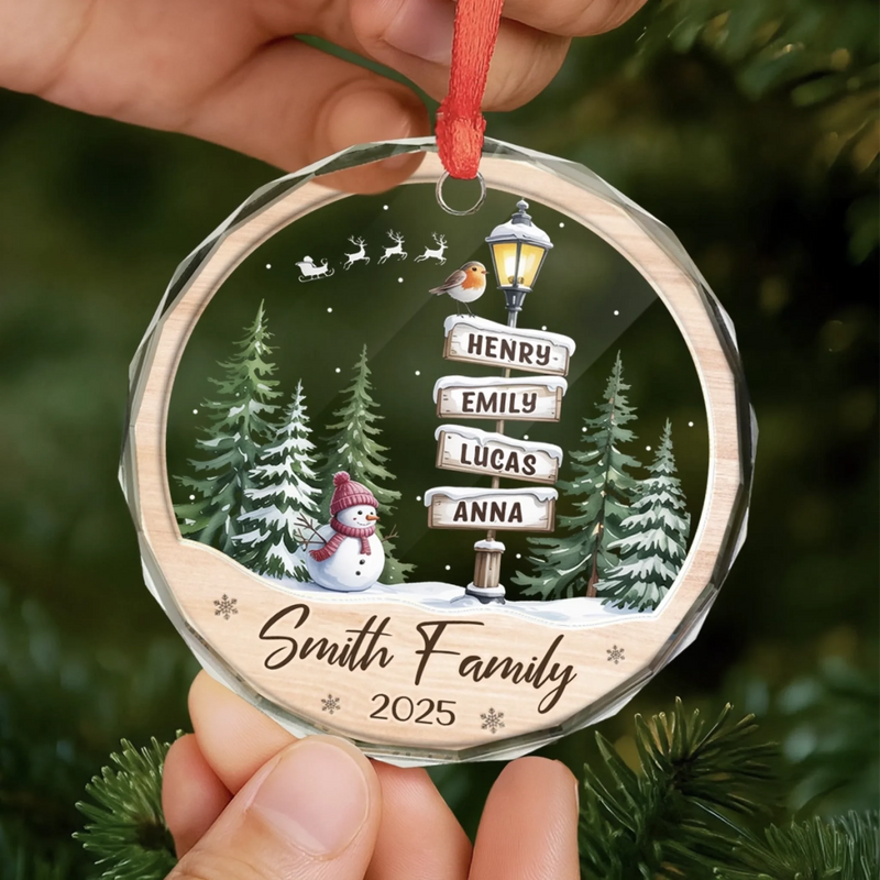 Custom Circle Glass Ornament - Personalized Christmas Birthday Gifts For Mom, Dad, Brother, Sister, Kids - Home In Our Hearts