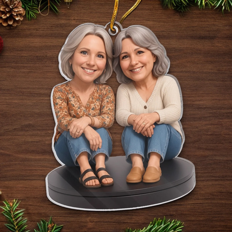 Custom Photo Acrylic Ornament - Personalized Christmas Birthday Gifts For Best Friends, Family, Coworker, Work Bestie, Husband And Wife, Dog Cat Lovers - Forever my bestie