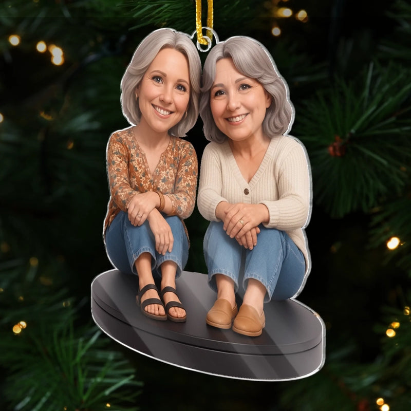 Custom Photo Acrylic Ornament - Personalized Christmas Birthday Gifts For Best Friends, Family, Coworker, Work Bestie, Husband And Wife, Dog Cat Lovers - Forever my bestie