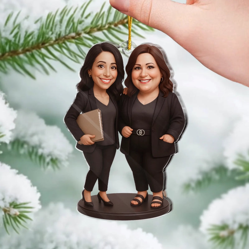 Custom Photo Acrylic Ornament - Personalized Christmas Birthday Gifts For Best Friends, Family, Coworker, Work Bestie, Husband And Wife, Dog Cat Lovers - My Chaos Matches Your Chaos