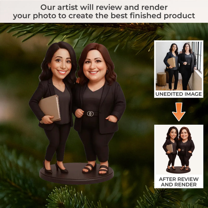 Custom Photo Acrylic Ornament - Personalized Christmas Birthday Gifts For Best Friends, Family, Coworker, Work Bestie, Husband And Wife, Dog Cat Lovers - My Chaos Matches Your Chaos
