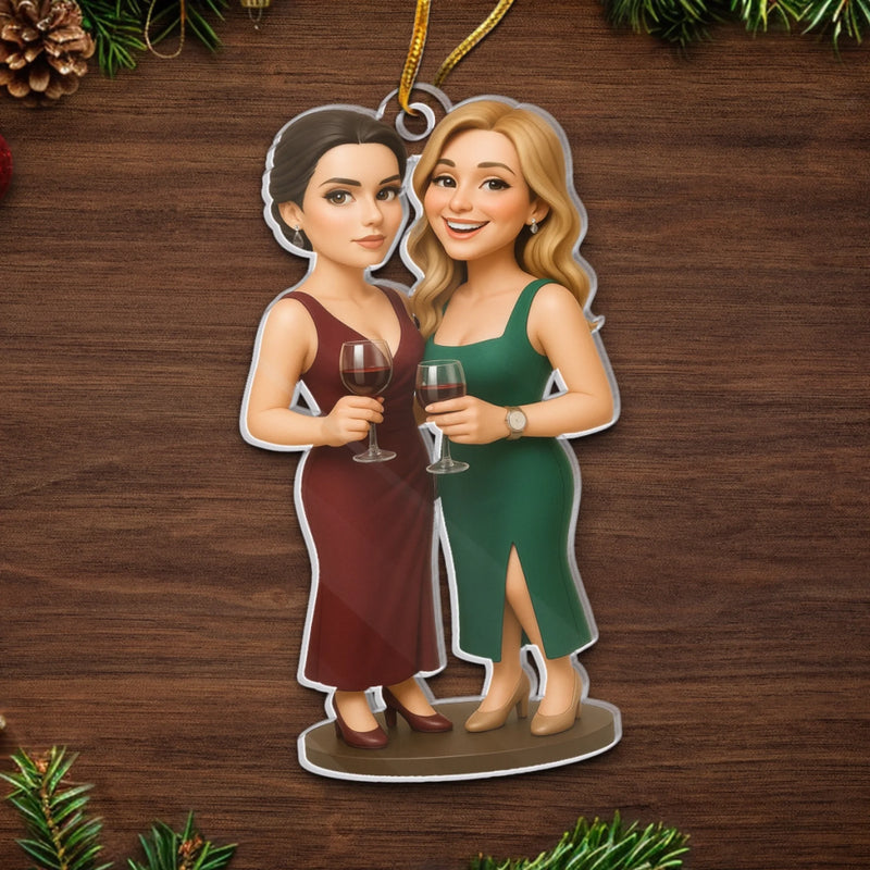 Custom Photo Acrylic Ornament - Personalized Christmas Birthday Gifts For Best Friends, Family, Coworker, Work Bestie, Husband And Wife, Dog Cat Lovers - Life’s Better Laughing With You