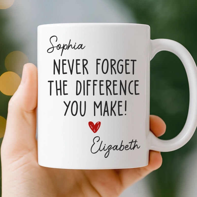 Custom Mug - Personalized Birthday Gifts For Coworker, Work Bestie - Never Forget The Difference You Make