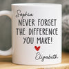 Custom Mug - Personalized Birthday Gifts For Coworker, Work Bestie - Never Forget The Difference You Make