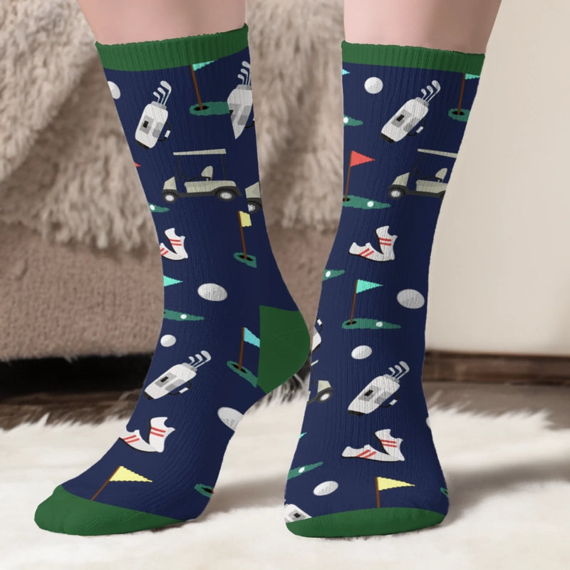 Custom Crew Socks - Personalized Christmas Birthday Golf Gifts For Men, Women - Golf Is My Cardio