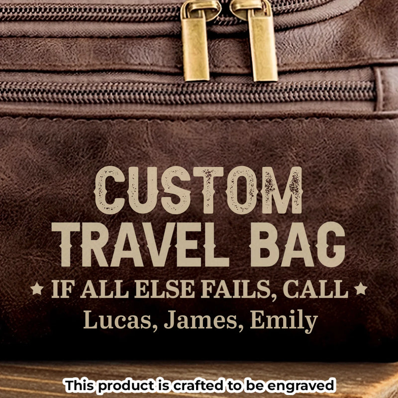 Custom Engraved Leather Toiletry Bag - Personalized Birthday Gifts For Dad, Grandpa - Generations Bound By Care