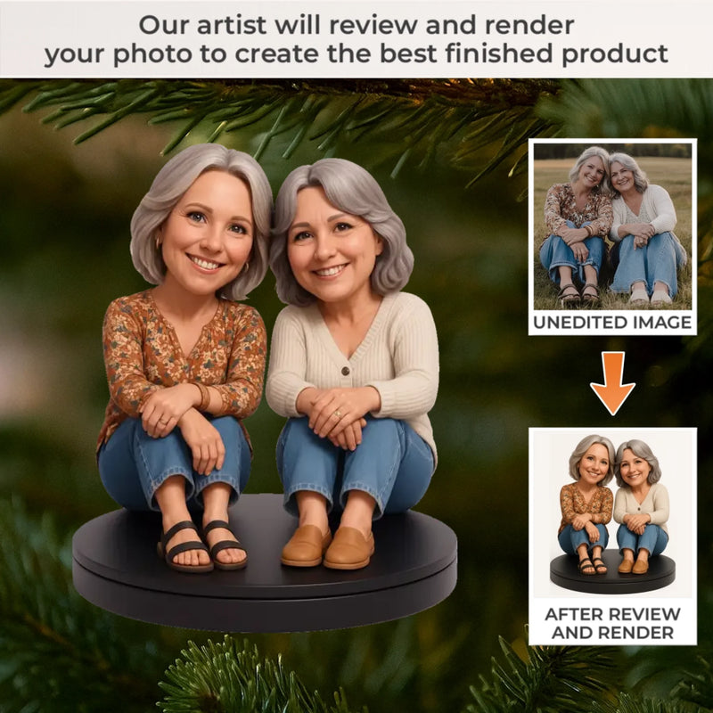 Custom Photo Acrylic Ornament - Personalized Christmas Birthday Gifts For Best Friends, Family, Coworker, Work Bestie, Husband And Wife, Dog Cat Lovers - Forever my bestie