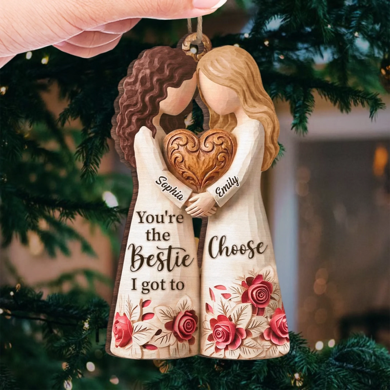 Custom Wood Ornament - Personalized Best Friend Christmas Birthday Gifts For Women, Besties, Sisters, BFF - Bright Days Ahead