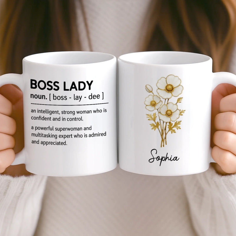Custom Mug - Personalized Birthday Gifts For Coworker, Work Bestie, Boss - Leading Life Like A Boss Lady