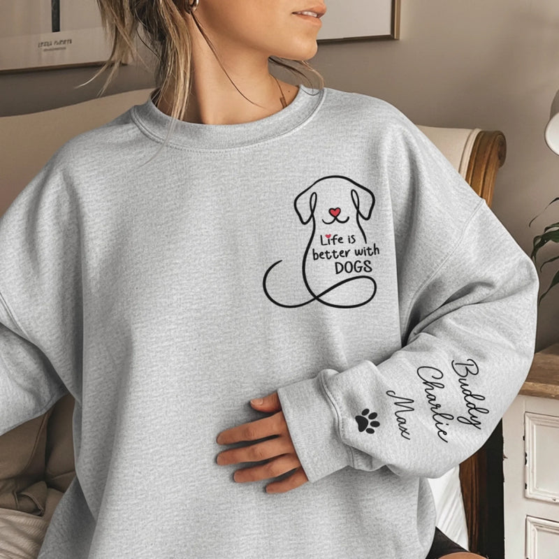 Custom Unisex Sweatshirt, Hoodie With Design On Sleeve -  Personalized Christmas Birthday Gifts For Dog Lovers, Dog Dad And Mom - My Emotional Support Squad